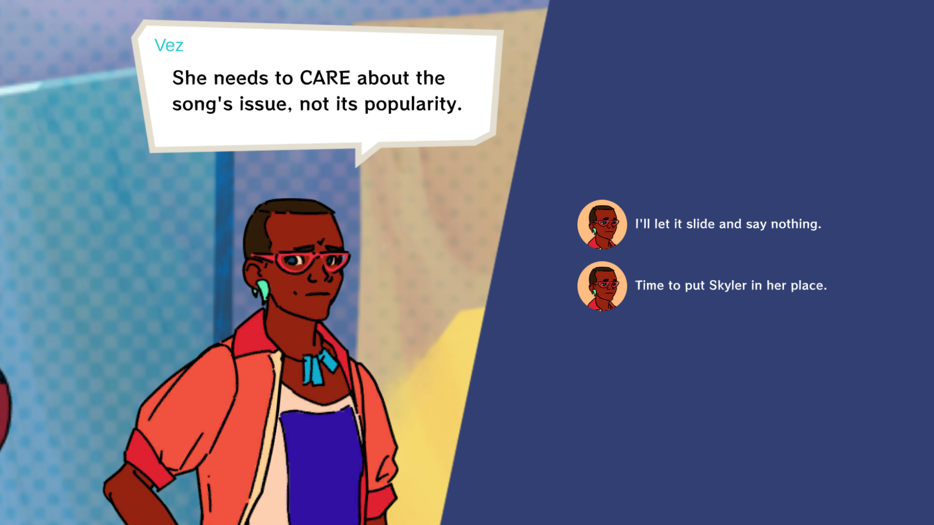Bandocracy screenshot — Skyler in place