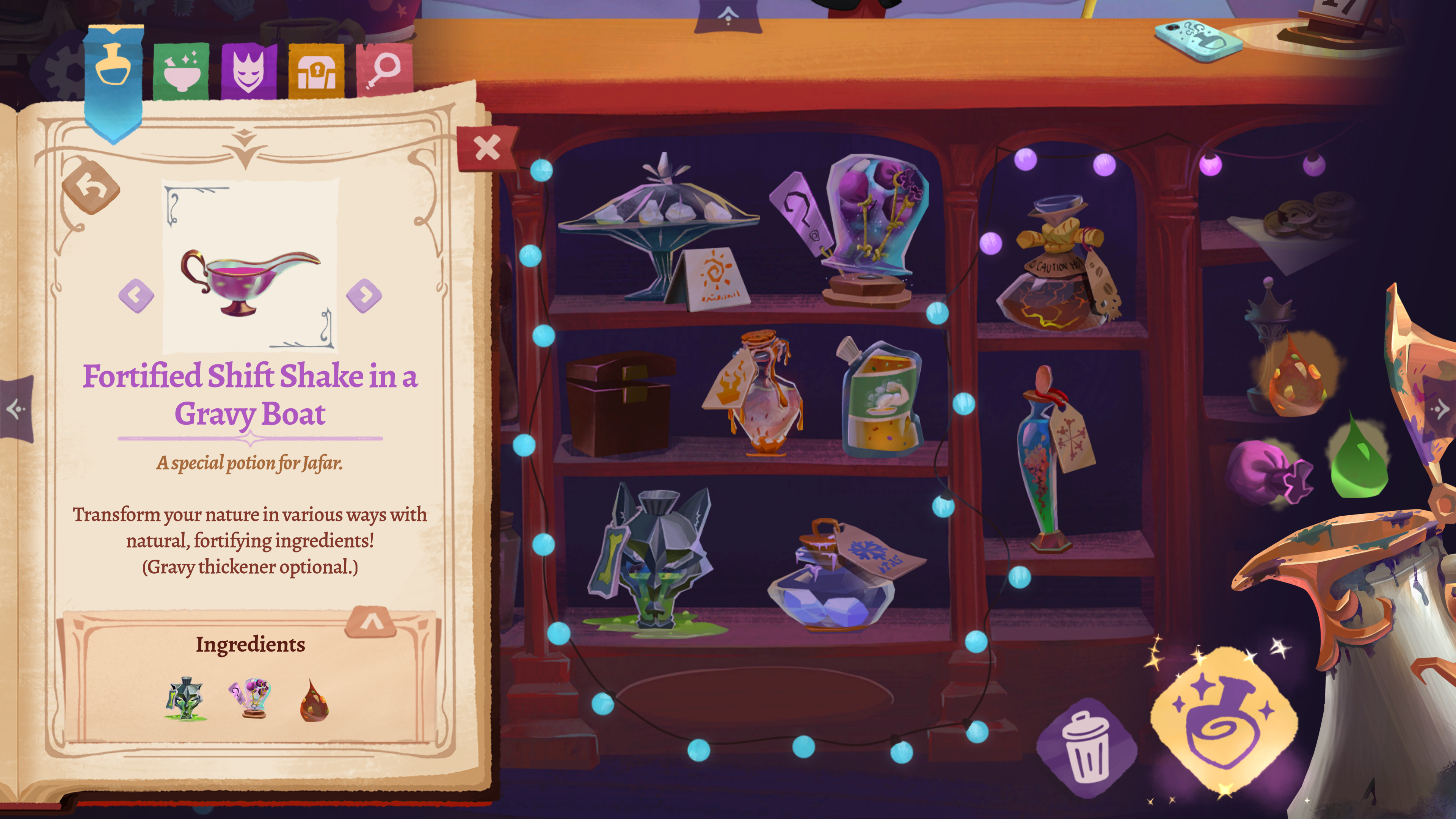 Undercounter and potion book